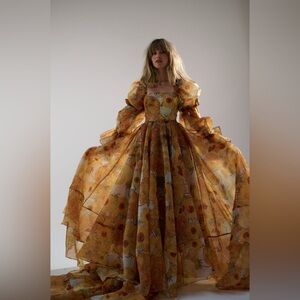 SELKIE Sunflowers Capulet Gown Maxi Dress—XXL